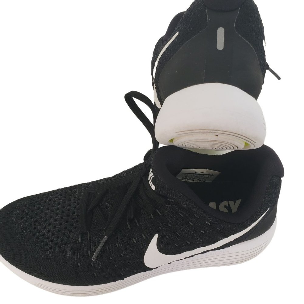 Nike Lunarlon Flyknit 2 Run Easy Black White Lace Up Athletic Shoe Women Sz 8.5 - Picture 7 of 11